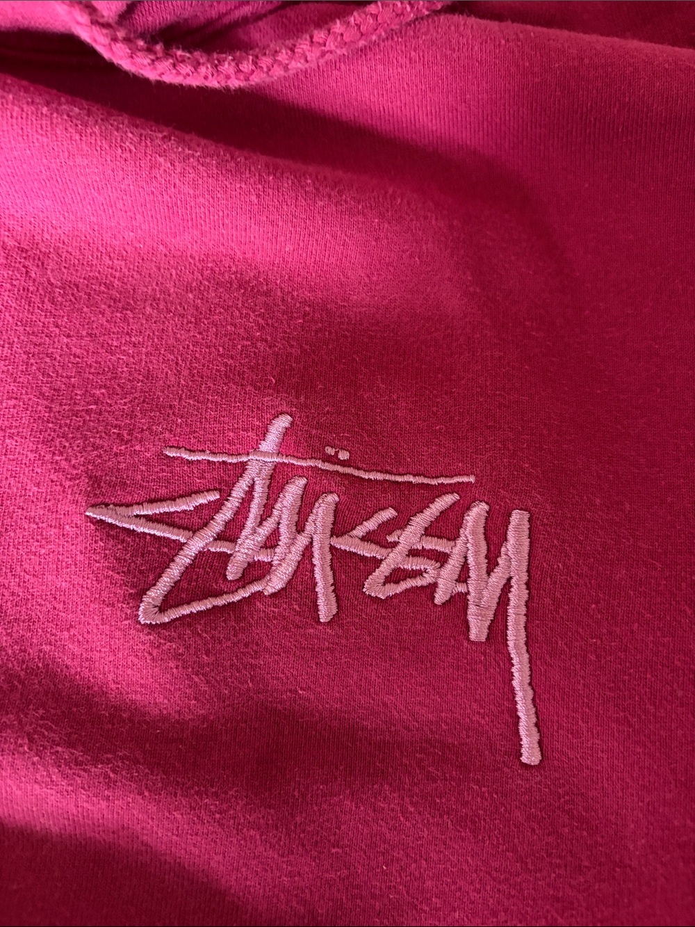 Stussy Women's PINK HOODIE with Front and Back Logo